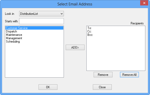 Select Email Address