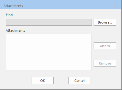 Attachments dialog box