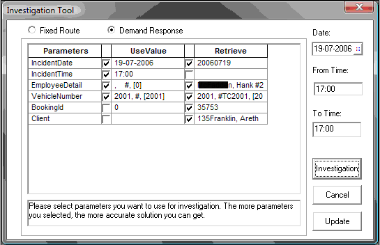 Investigation Tool dialog box