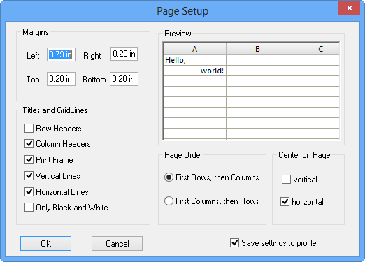 Page Setup dialog box