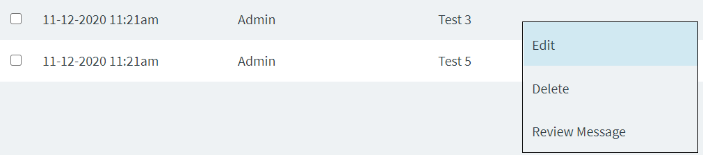 Delete option in shortcut menu in Messages screen