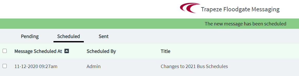 Sample scheduled message