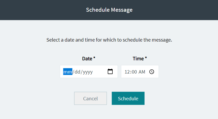 Schedule Message window