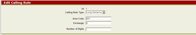 Edit Calling Rule screen