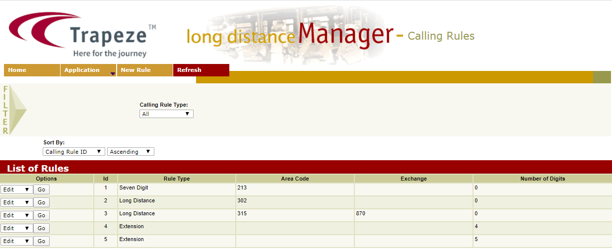Long Distance Manager Screen