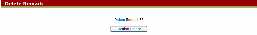 Delete Remark screen