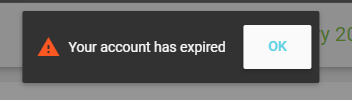 Toast message for an expired client account
