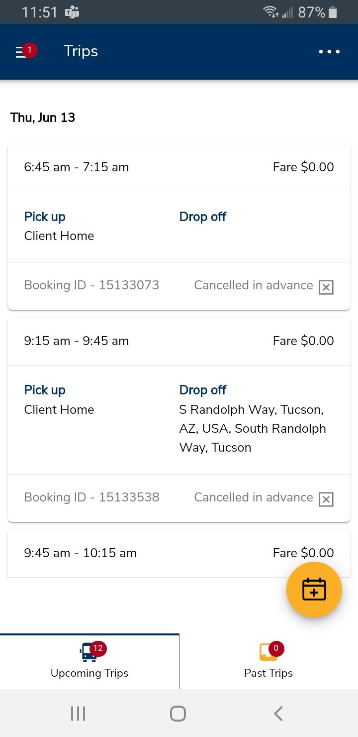 PASS App showing an empty address under Drop off.