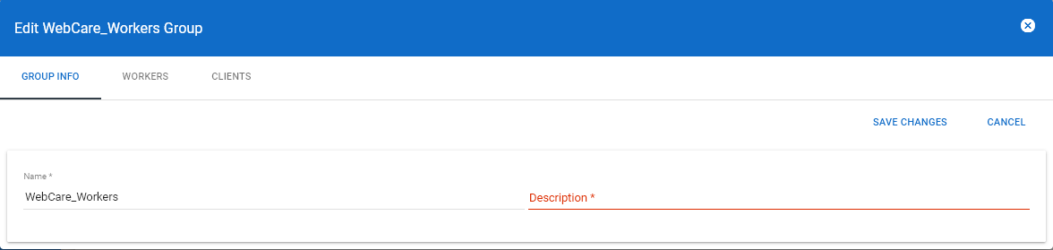 Client tab in Edit Worker Group dialog