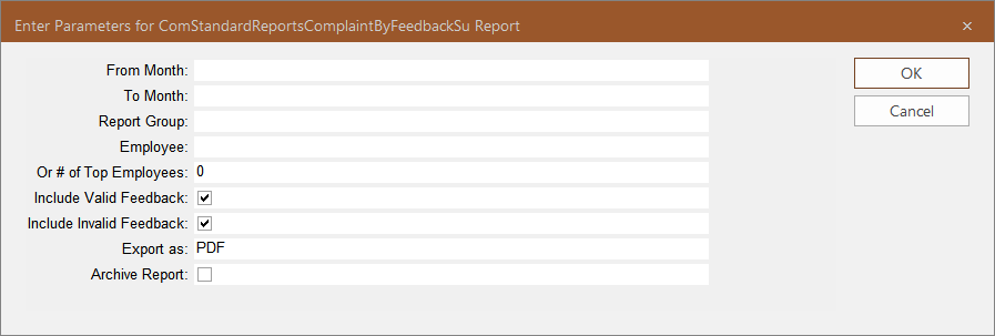 Contact Occurrences by Employee Parameters dialog box
