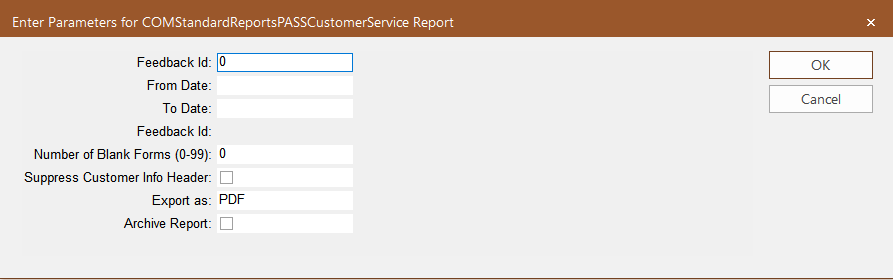 Pass Customer Service Parameters