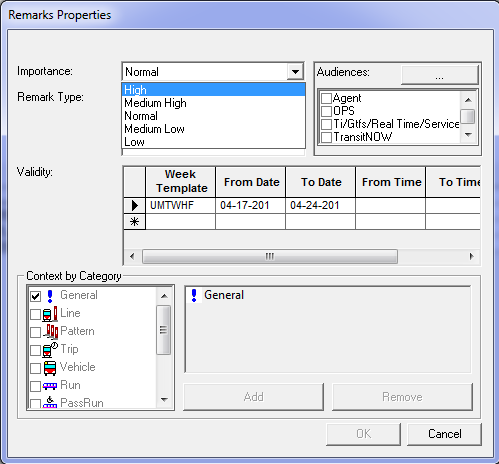 New Importance options added in Remarks Properties dialog box