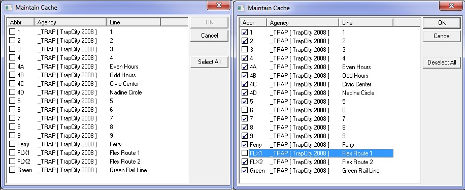 New Select All/Deselect All check boxes added to Maintain Cache dialog box