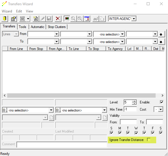 New IgnoreTransfer Distance check box on Transfers tab of Transfer Wizard