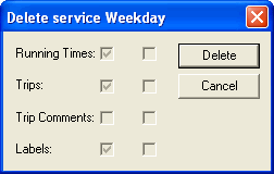 Delete service dialog box