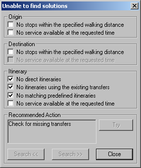 Unable to find solutions dialog