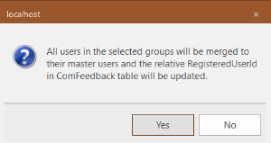 Message confirming merging of records