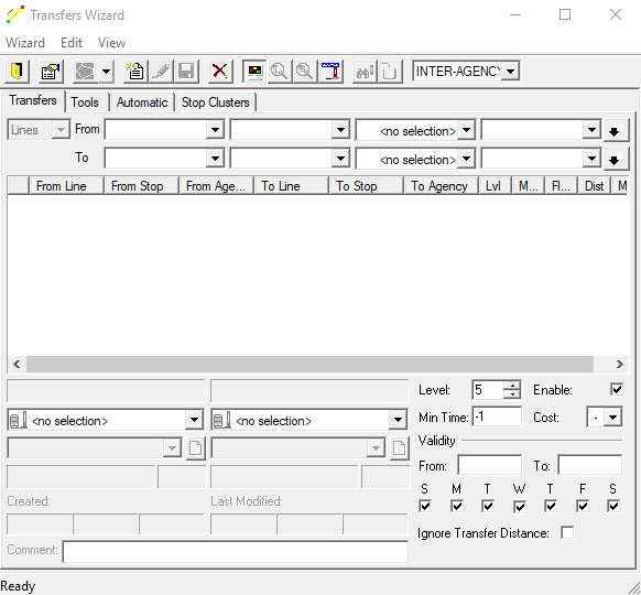 Transfer Wizard dialog with sample data