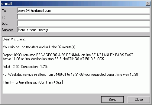 Sample content shown in the Email dialog