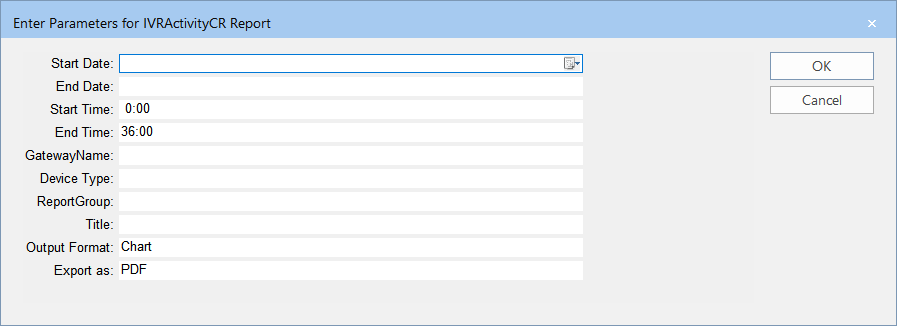 IVR Activity Report parameters